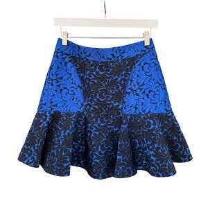 STELLA MCCARTNEY Blue Brocade Fit and Flare Peplum Skirt 42